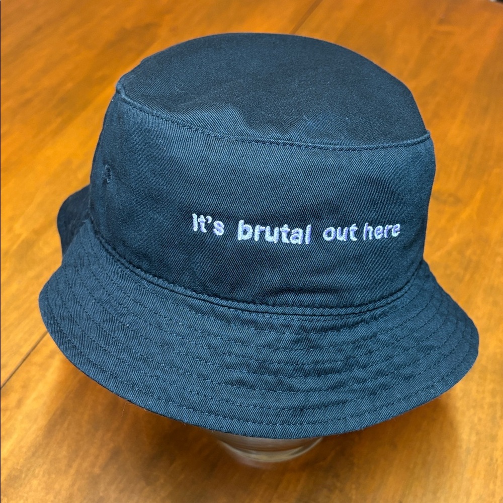 Olivia Rodrigo Black Bucket Hat with Embroidered Text